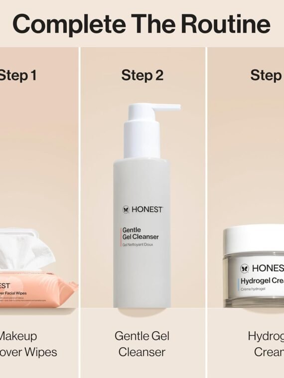 Honest Beauty Fragrance-Free Cleansing and Makeup Removing Wipes | Plant-based, hypoallergenic, gentle for sensitive skin | 90 wipes