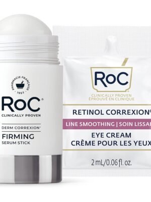 RoC Derm Correxion Retinol Firming Serum Stick, containing antioxidants, visibly tightens and firms wrinkles and laugh lines. 1 ounce (approx. 28.3 grams) plus a packet of retinol eye cream.
