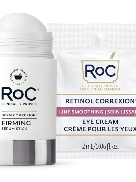 RoC Derm Correxion Retinol Firming Serum Stick, containing antioxidants, visibly tightens and firms wrinkles and laugh lines. 1 ounce (approx. 28.3 grams) plus a packet of retinol eye cream.