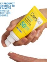 CeraVe Invisible Mineral Sunscreen SPF 50, suitable for sensitive skin, contains zinc oxide and titanium dioxide, vitamin E + niacinamide + ceramide, oil-free, travel size 1.6 oz.