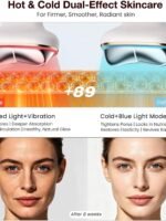 Hot and cold scraping facial and neck lymphatic massager, 7-in-1 LED red light facial hair removal tool, sculpting tool, thermoelectric scraping device and cooling hair removal stick, used for contouring and firming.
