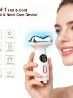 Hot and cold scraping facial and neck lymphatic massager, 7-in-1 LED red light facial hair removal tool, sculpting tool, thermoelectric scraping device and cooling hair removal stick, used for contouring and firming.