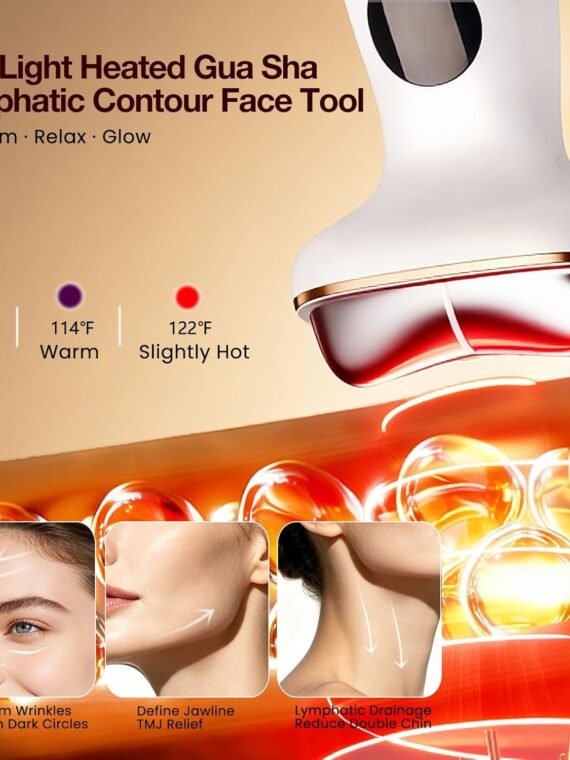 Hot and cold scraping facial and neck lymphatic massager, 7-in-1 LED red light facial hair removal tool, sculpting tool, thermoelectric scraping device and cooling hair removal stick, used for contouring and firming.