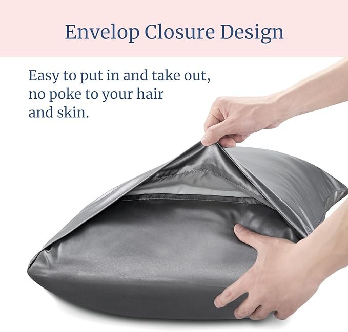 BEDELITE satin pillowcases are gentle on hair and skin, ultra-soft and cool like silk. A 2-pack with an envelope closure, perfect as a gift for women and men.