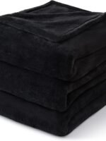 BEDELITE Wool Blanket in Black, suitable for sofas and beds, luxurious plush comfort blanket, 50 x 60 inches, ultra-soft, warm, and lightweight blanket, ideal for travel and camping.