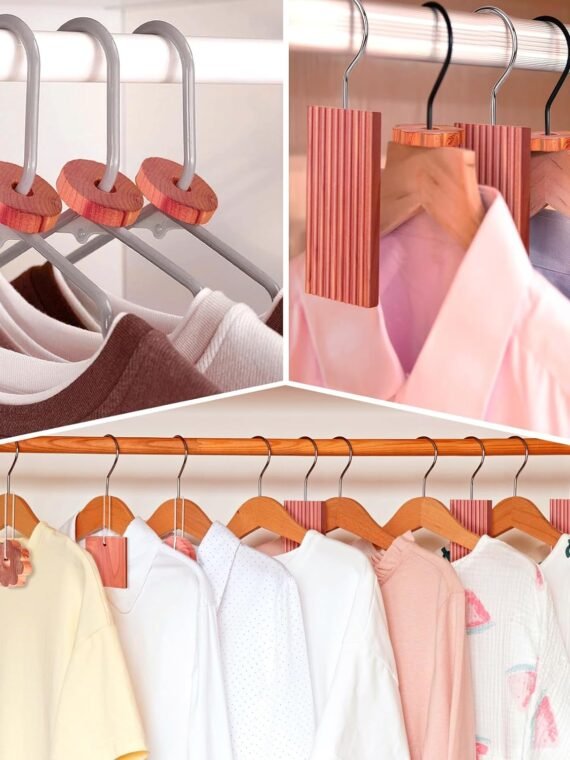 Woodever Cedar Blocks for Clothing Storage (56 blocks), 100% Aromatic Board with Metal Hooks, Cedar Wood Shavings and Balls, for Closets and Drawers, Fresh Scented Sachet