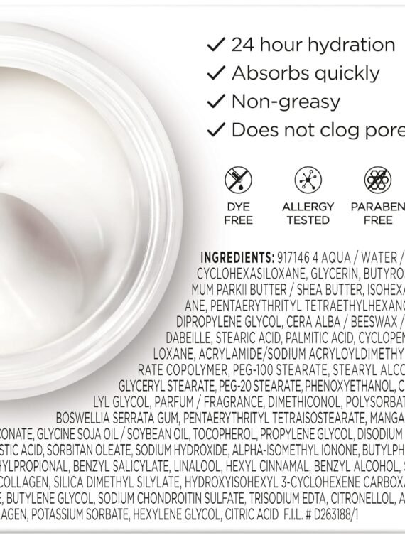 L'Oreal Paris Collagen Daily Face Moisturizer, an anti-aging face cream that reduces wrinkles and provides intense hydration, 1.7 oz (approx. 48.2 g).