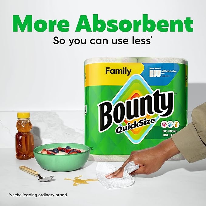 Bounty Quick Size Tissue Paper, White, 8 Rolls