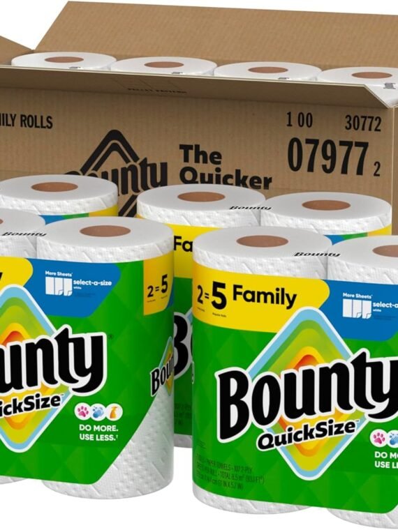 Bounty Quick Size Tissue Paper, White, 8 Rolls