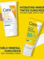 CeraVe Invisible Mineral Sunscreen SPF 50, suitable for sensitive skin, contains zinc oxide and titanium dioxide, vitamin E + niacinamide + ceramide, oil-free, travel size 1.6 oz.