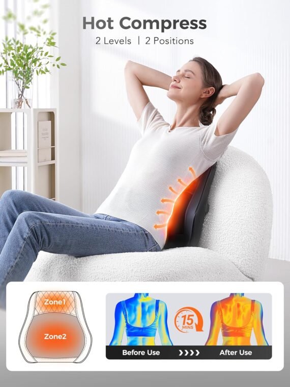 Boriwat Back Massager, 3D Kneading Massage Pillow, suitable for relieving deep tissue pain in the back, neck, shoulders, and legs. A great gift for women, men, mothers, and fathers.
