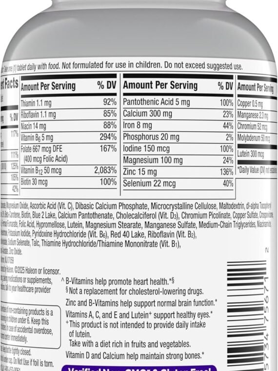 Centrum Silver Multivitamin for Women 50+, a multivitamin/mineral supplement containing Vitamin D3, B vitamins, and non-GMO ingredients, supports memory and cognition in older adults - 200 carats