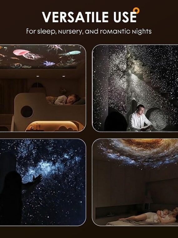 Galaxy Projector, 2-in-1 Starry Sky Projector & Night Light, 360° Adjustable LED Space Galaxy Lamp, Milky Way Mood Lighting, HD Image Star Projectors for Bedroom Hallway Ceiling Decor (12Pcs)