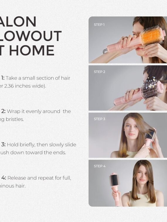 TYMO 4.0 Hair Blow Dryer Brush - Lightweight 3X Faster Drying 5-in-1 Ionic Blowout Hair Dryer Brush Adds Shine, Volume & Fullness for Smooth, Anti-Frizz Straight, Curl & Blowout Styles, Metal Grey