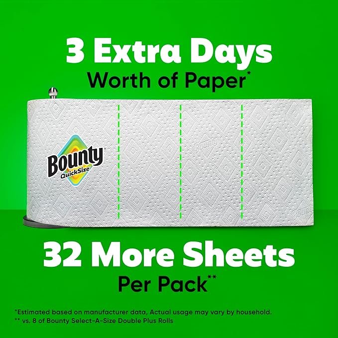 Bounty Quick Size Tissue Paper, White, 8 Rolls