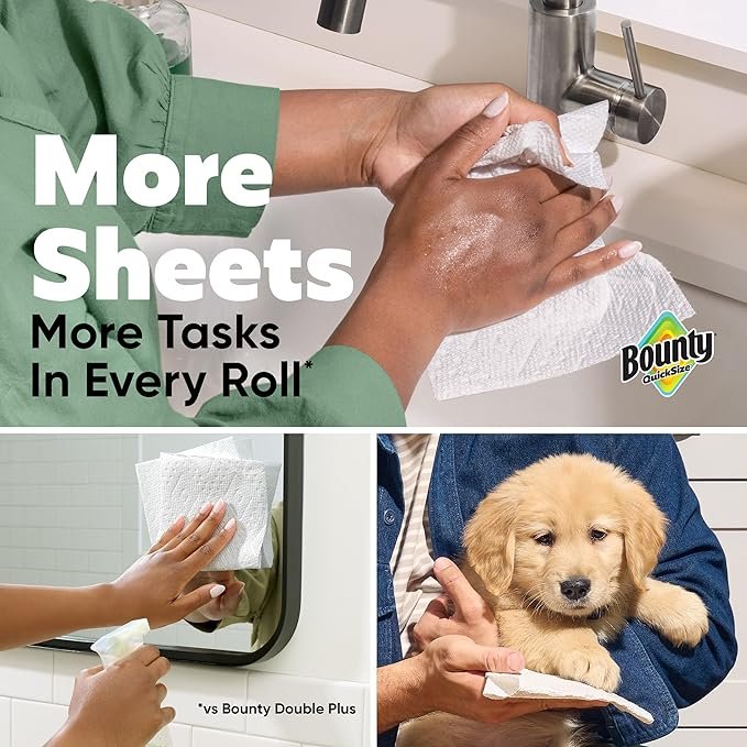 Bounty Quick Size Tissue Paper, White, 8 Rolls