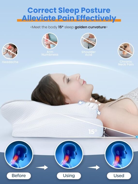 Ultra Pain Relief Cooling Pillow for Neck Support, Adjustable Cervical Pillow Cozy Sleeping, Odorless Ergonomic Contour Memory Foam Pillows, Orthopedic Bed Pillow for Side Back Stomach Sleeperv