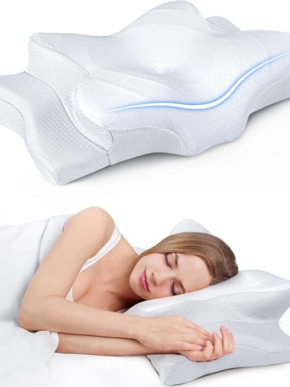 Ultra Pain Relief Cooling Pillow for Neck Support, Adjustable Cervical Pillow Cozy Sleeping, Odorless Ergonomic Contour Memory Foam Pillows, Orthopedic Bed Pillow for Side Back Stomach Sleeperv