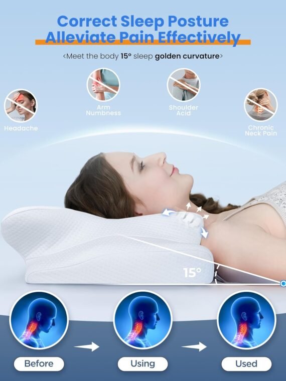 Ultra Pain Relief Cooling Pillow for Neck Support, Adjustable Cervical Pillow Cozy Sleeping, Odorless Ergonomic Contour Memory Foam Pillows, Orthopedic Bed Pillow for Side Back Stomach Sleeperv