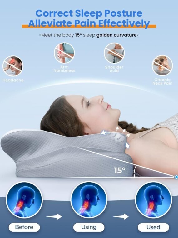 Ultra Pain Relief Cooling Pillow for Neck Support, Adjustable Cervical Pillow Cozy Sleeping, Odorless Ergonomic Contour Memory Foam Pillows, Orthopedic Bed Pillow for Side Back Stomach Sleeperv