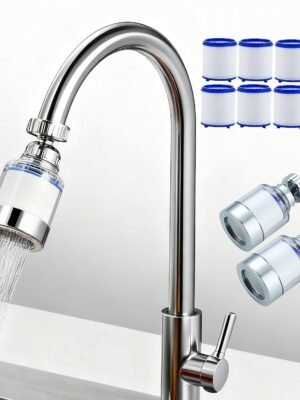 2 Pack Sink Water Filter Faucet, Universal 360 ° Rotating Bathroom Sink Filter, Kitchen Faucet Water Filter Removes Chlorine Fluoride Heavy Metals Hard Water for Home Bathroom Kitchen (2 Pack-Blue)