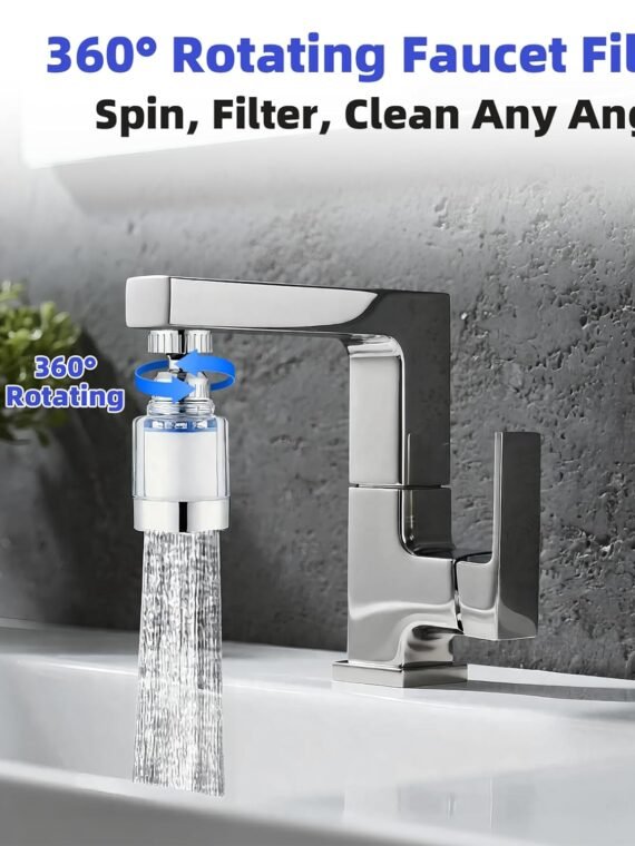 2 Pack Sink Water Filter Faucet, Universal 360 ° Rotating Bathroom Sink Filter, Kitchen Faucet Water Filter Removes Chlorine Fluoride Heavy Metals Hard Water for Home Bathroom Kitchen (2 Pack-Blue)