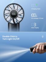 (First order bonus for new customers! Limited to one order per person, free shipping to your door, only AED 0.18!)Gaiatop Portable Mini Fan, 3 Speed Handheld Fans with Power Display Flashlight, USB Rechargeable Battery, Lightweight Personal Cooling for Women Men Indoor Outdoor Travel White