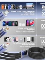 (First order bonus for new customers! Limited to one order per person, free shipping to your door, only AED 0.18!) Multi-functional charging cable, 3-in-1 charger, suitable for multiple devices, 48-strand braided universal charging cable, equipped with USB-C/IP/Micro interface, suitable for iPhone 17-11/Android/iPad and other devices, 4 feet (about 1.2 meters), suitable for travel/car/cruise/beach and other occasions.