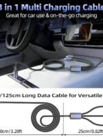 (First order bonus for new customers! Limited to one order per person, free shipping to your door, only AED 0.18!) Multi-functional charging cable, 3-in-1 charger, suitable for multiple devices, 48-strand braided universal charging cable, equipped with USB-C/IP/Micro interface, suitable for iPhone 17-11/Android/iPad and other devices, 4 feet (about 1.2 meters), suitable for travel/car/cruise/beach and other occasions.