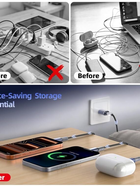 (First order bonus for new customers! Limited to one order per person, free shipping to your door, only AED 0.18!) Multi-functional charging cable, 3-in-1 charger, suitable for multiple devices, 48-strand braided universal charging cable, equipped with USB-C/IP/Micro interface, suitable for iPhone 17-11/Android/iPad and other devices, 4 feet (about 1.2 meters), suitable for travel/car/cruise/beach and other occasions.