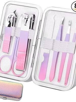 Aceoce Manicure Set Women Nail Clippers Professional Manicure Pedicure Kit Stainless Steel Nail Cutter Grooming Kit Personal Care Tool with Travel Case Gifts for Women Her Valentine's Day Mother's Day