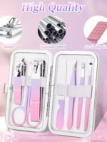 Aceoce Manicure Set Women Nail Clippers Professional Manicure Pedicure Kit Stainless Steel Nail Cutter Grooming Kit Personal Care Tool with Travel Case Gifts for Women Her Valentine's Day Mother's Day