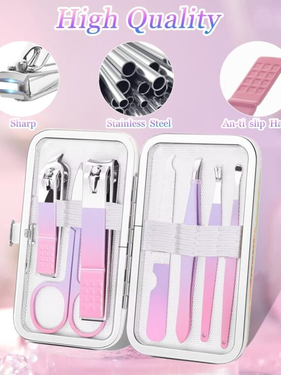 Aceoce Manicure Set Women Nail Clippers Professional Manicure Pedicure Kit Stainless Steel Nail Cutter Grooming Kit Personal Care Tool with Travel Case Gifts for Women Her Valentine's Day Mother's Day