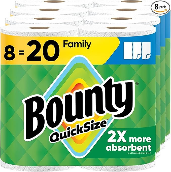 Bounty Quick Size Tissue Paper, White, 8 Rolls