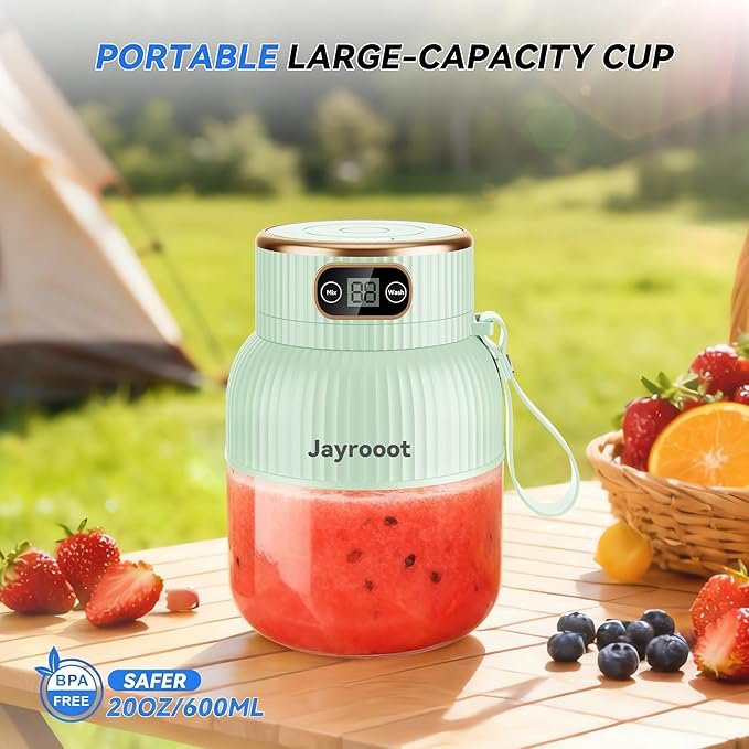 Personal Blender, Compact Cordless, BPA-Free, 20 oz (600ml), USB-C Rechargeable – Makes Juices, Milkshakes, Smoothies – Ideal for Travel, Gym, Office