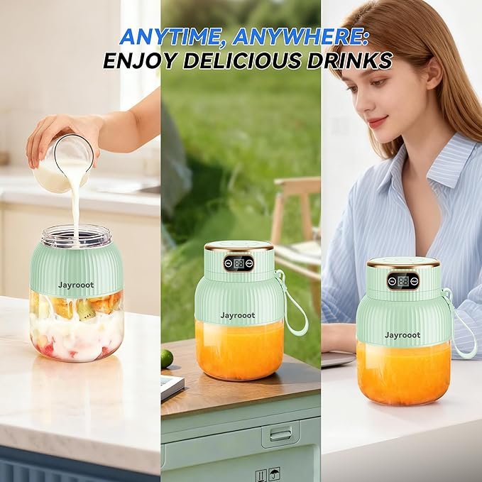 Personal Blender, Compact Cordless, BPA-Free, 20 oz (600ml), USB-C Rechargeable – Makes Juices, Milkshakes, Smoothies – Ideal for Travel, Gym, Office