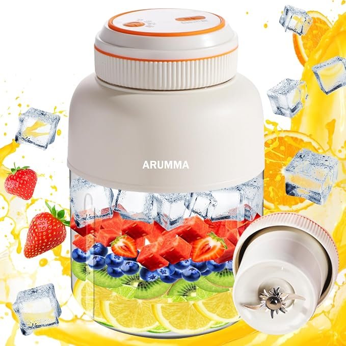 Portable Juice Cup Blender for Smoothies Shakes Fruit Crush Baby Food Maker 43oz 1300ML USB Charging Cordless Food Grade Blades Electric Smoothie Blender for Small Ice Kitchen Outdoor