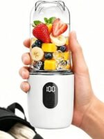 Portable Blender for Protein Shakes & Smoothies, 17oz USB-C Rechargeable Personal Blender with LED Display, Powerful 16-Blade Mini Juicer for Gym, Travel & Office