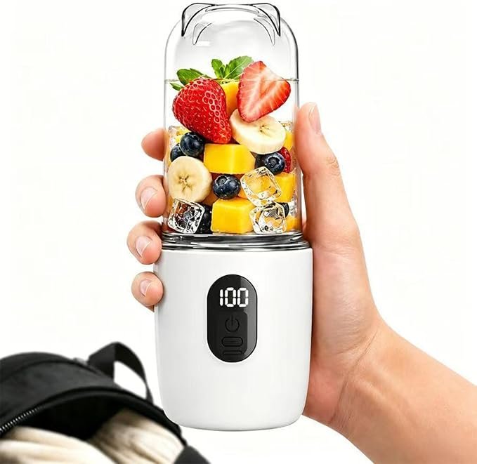 Portable Blender for Protein Shakes & Smoothies, 17oz USB-C Rechargeable Personal Blender with LED Display, Powerful 16-Blade Mini Juicer for Gym, Travel & Office