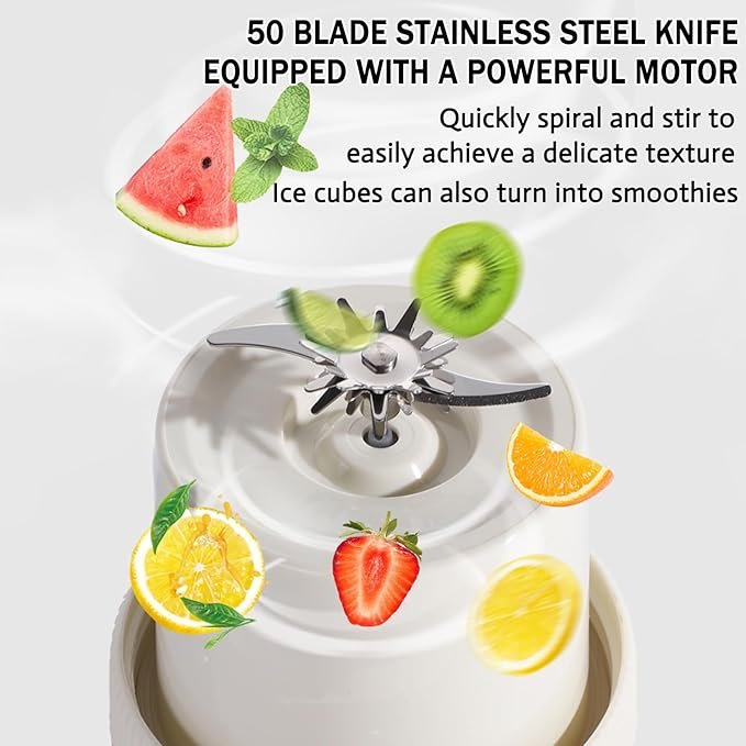 Portable Juice Cup Blender for Smoothies Shakes Fruit Crush Baby Food Maker 43oz 1300ML USB Charging Cordless Food Grade Blades Electric Smoothie Blender for Small Ice Kitchen Outdoor