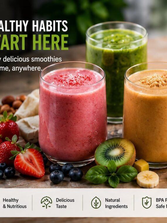 Portable Blender for Protein Shakes & Smoothies, 17oz USB-C Rechargeable Personal Blender with LED Display, Powerful 16-Blade Mini Juicer for Gym, Travel & Office